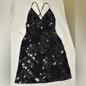 NWT: Scala Black Mini Cocktail Sequin Dress 🍒